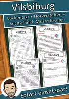 Vorschau - Unterrichtsreihen - Vilsbiburg Lückentext mit Wortspeicher Hörverstehen und Suchsel - Deckblatt