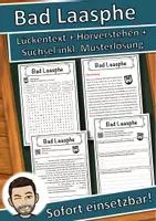 Vorschau - Unterrichtsreihen - Bad Laasphe Lückentext mit Wortspeicher Hörverstehen und Suchsel - Deckblatt