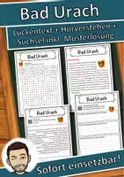 Vorschau - Unterrichtsreihen - Bad Urach Lückentext mit Wortspeicher Hörverstehen und Suchsel - Deckblatt