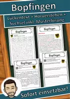 Vorschau - Unterrichtsreihen - Bopfingen Lückentext mit Wortspeicher Hörverstehen und Suchsel - Deckblatt
