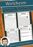 Vorschau - Unterrichtsreihen - Welzheim Lückentext mit Wortspeicher Hörverstehen und Suchsel - Deckblatt