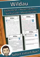 Vorschau - Unterrichtsreihen - Wildau Lückentext mit Wortspeicher Hörverstehen und Suchsel - Deckblatt