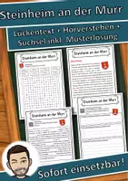 Vorschau - Unterrichtsreihen - Steinheim an der Murr Lückentext mit Wortspeicher Hörverstehen und Suchsel - Deckblatt
