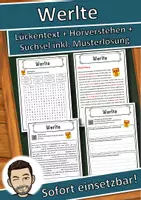 Vorschau - Unterrichtsreihen - Werlte Lückentext mit Wortspeicher Hörverstehen und Suchsel - Deckblatt