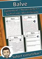 Vorschau - Unterrichtsreihen - Balve Lückentext mit Wortspeicher Hörverstehen und Suchsel - Deckblatt