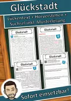Vorschau - Unterrichtsreihen - Glückstadt Lückentext mit Wortspeicher Hörverstehen und Suchsel - Deckblatt