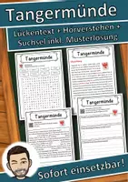 Vorschau - Unterrichtsreihen - Tangermünde Lückentext mit Wortspeicher Hörverstehen und Suchsel - Deckblatt