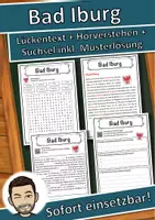 Vorschau - Unterrichtsreihen - Bad Iburg Lückentext mit Wortspeicher Hörverstehen und Suchsel - Deckblatt