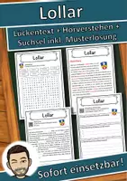 Vorschau - Unterrichtsreihen - Lollar Lückentext mit Wortspeicher Hörverstehen und Suchsel - Deckblatt