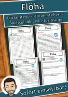 Vorschau - Unterrichtsreihen - Flöha Lückentext mit Wortspeicher Hörverstehen und Suchsel - Deckblatt