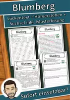 Vorschau - Unterrichtsreihen - Blumberg Lückentext mit Wortspeicher Hörverstehen und Suchsel - Deckblatt