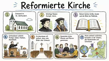 Vorschau - Arbeitsblätter - Arbeitsblätter "Reformierte Kirchen" + Lösung & MP3 + Infografik - Seite 1