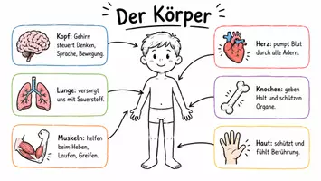 Vorschau - Arbeitsblätter - Arbeitsblätter zum Thema "Körper" + Lösung & MP3 + Infografik - Seite 1