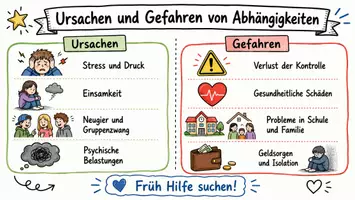 Vorschau - Arbeitsblätter - AB mit Dialog zum Thema "Ursachen und Gefahren von Abhängigkeiten" + Infografiken - Seite 1