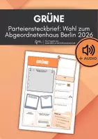 Vorschau - Arbeitsblätter - Bündnis90/Die Grünen Partei-Abgeordnetenhauswahl Berlin 2026 (+ Audioaufnahme) - Deckblatt