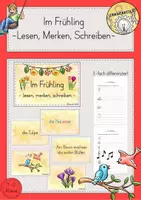 Vorschau - Arbeitsblätter - Lesen-Merken-Schreiben Frühling Karten Klasse 1/2 differenziert - Deckblatt