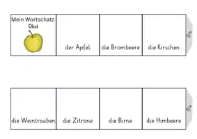 Vorschau - Arbeitsblätter - Obst Leporello DaZ Wortschatz - Seite 1