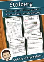 Vorschau - Unterrichtsreihen - Stolberg Lückentext mit Wortspeicher Hörverstehen und Suchsel - Deckblatt