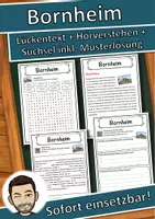 Vorschau - Unterrichtsreihen - Bornheim Lückentext mit Wortspeicher Hörverstehen und Suchsel - Deckblatt
