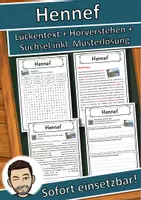 Vorschau - Unterrichtsreihen - Hennef Lückentext mit Wortspeicher Hörverstehen und Suchsel - Deckblatt
