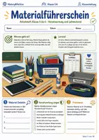 Vorschau - Arbeitsblätter - Materialführerschein Arbeitsheft Klasse 5 bis 6 Schulstart Verantwortung und Leihmaterial - Deckblatt