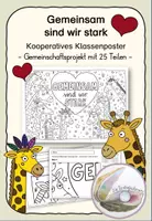 Vorschau - Mal- und Bastelvorlagen - Klassenposter - Gemeinsam sind wir stark - Giraffenklasse - Deckblatt