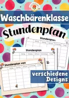 Vorschau - Arbeitsblätter - Waschbärenklasse - Stundenplan (Klassentier) - Deckblatt