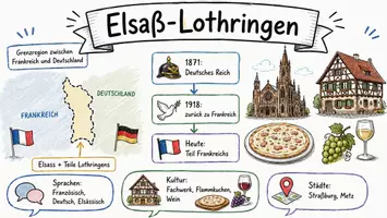Vorschau - Arbeitsblätter - AB mit Fragen zum Thema "Elsaß-Lothringen" + Lösungsblatt + Infografik - Seite 1