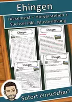 Vorschau - Unterrichtsreihen - Ehingen Lückentext mit Wortspeicher Hörverstehen und Suchsel - Deckblatt
