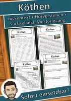 Vorschau - Unterrichtsreihen - Köthen Lückentext mit Wortspeicher Hörverstehen und Suchsel - Deckblatt