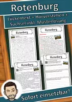 Vorschau - Unterrichtsreihen - Rotenburg Lückentext mit Wortspeicher Hörverstehen und Suchsel - Deckblatt