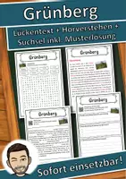 Vorschau - Unterrichtsreihen - Grünberg Lückentext mit Wortspeicher Hörverstehen und Suchsel - Deckblatt