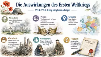 Vorschau - Arbeitsblätter - Arbeitsblatt "Die Auswirkungen des Ersten Weltkriegs" + interaktive Lösung & MP3 + Infografik - Seite 2