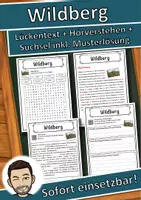 Vorschau - Unterrichtsreihen - Wildberg Lückentext mit Wortspeicher Hörverstehen und Suchsel - Deckblatt