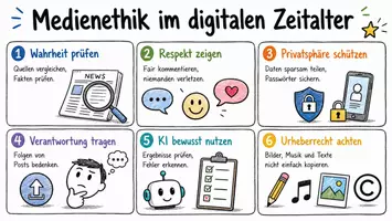 Vorschau - Arbeitsblätter - Arbeitsblatt "Medienethik im digitalen Zeitalter" + interaktive Lösung & MP3 + Infografik - Seite 1