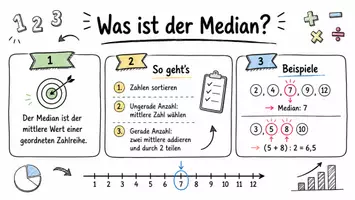 Vorschau - Arbeitsblätter - Arbeitsblätter zum Thema "Was ist der Median und wie berechnet man ihn?" + Lösung & MP3 + Infografik - Seite 1