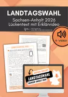 Vorschau - Arbeitsblätter - Landtagswahl Sachsen-Anhalt 2026 – Lückentext mit Erklärvideo und Differenzierung (ab Klasse 9) - Deckblatt
