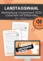 Vorschau - Arbeitsblätter - Landtagswahl Mecklenburg-Vorpommern 2026 – Lückentext mit Erklärvideo und Differenzierung (ab Klasse 9) - Deckblatt