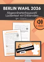 Vorschau - Arbeitsblätter - Abgeordnetenhauswahl Berlin 2026 – Lückentext mit Erklärvideo und Differenzierung (ab Klasse 9) - Deckblatt