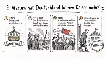 Vorschau - Arbeitsblätter - Arbeitsblätter zum Thema "Warum hat Deutschland keinen Kaiser mehr?" + Lösung & MP3 + Infografik - Seite 1