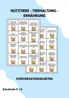 Vorschau - Aufgabenkarten - Nutztiere Konversationskarten Schaf Huhn Rind Schwein - Deckblatt