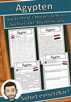 Vorschau - Unterrichtsreihen - Ägypten Lückentext mit Wortspeicher Hörverstehen und Suchsel - Deckblatt