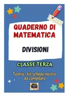 anteprima - Esercizi - QUADERNO OPERATIVO DI MATEMATICA Classe 3° - LE DIVISIONI: teoria, esercizi svolti + kit 10 schede in b/n da compilare. - Pagina di copertina