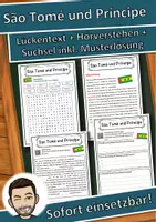 Vorschau - Unterrichtsreihen - São Tomé und Príncipe Lückentext mit Wortspeicher Hörverstehen und Suchsel - Deckblatt