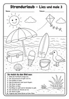 Vorschau - Arbeitsblätter - Lesen und malen zum Thema Strandurlaub - Seite 3
