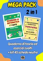 anteprima - Esercizi - MEGA PACK 2 in 1: Quaderno di Matematica classe 3° con teoria ed esercizi svolti + kit 45 Schede Neutre in b/n - 1° parte - - Pagina di copertina