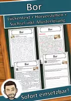 Vorschau - Unterrichtsreihen - Bor Lückentext mit Wortspeicher Hörverstehen und Suchsel - Deckblatt