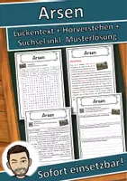 Vorschau - Unterrichtsreihen - Arsen Lückentext mit Wortspeicher Hörverstehen und Suchsel - Deckblatt