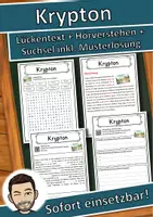 Vorschau - Unterrichtsreihen - Krypton Lückentext mit Wortspeicher Hörverstehen und Suchsel - Deckblatt