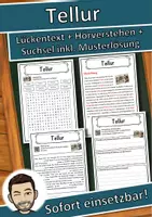 Vorschau - Unterrichtsreihen - Tellur Lückentext mit Wortspeicher Hörverstehen und Suchsel - Deckblatt
